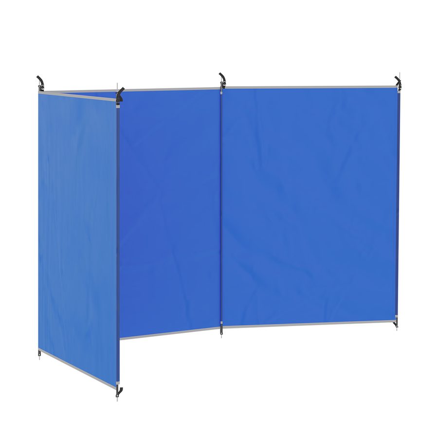 Outsunny Windschutz faltbar Camping Sichtschutz mit Tragetasche Stahlstangen Windfang Zaun Strandwindschutz Strandschutz für Camping Garten, Strand, Terrasse 450 x 150 cm Blau   Aosom von Outsunny