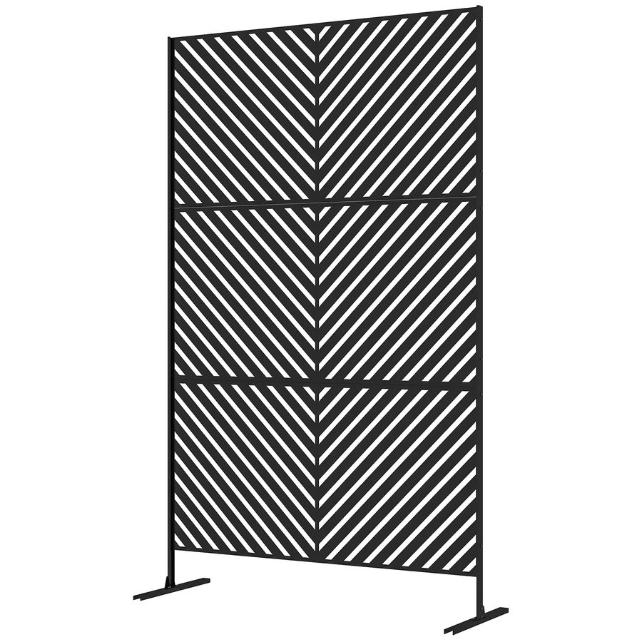 Outsunny Gartensichtschutz 122x198cm Raumteiler mit Dreieckmuster aus Stahl, Trennwand & Ständer für Balkon und Terrasse in Schwarz   Aosom.de von Outsunny
