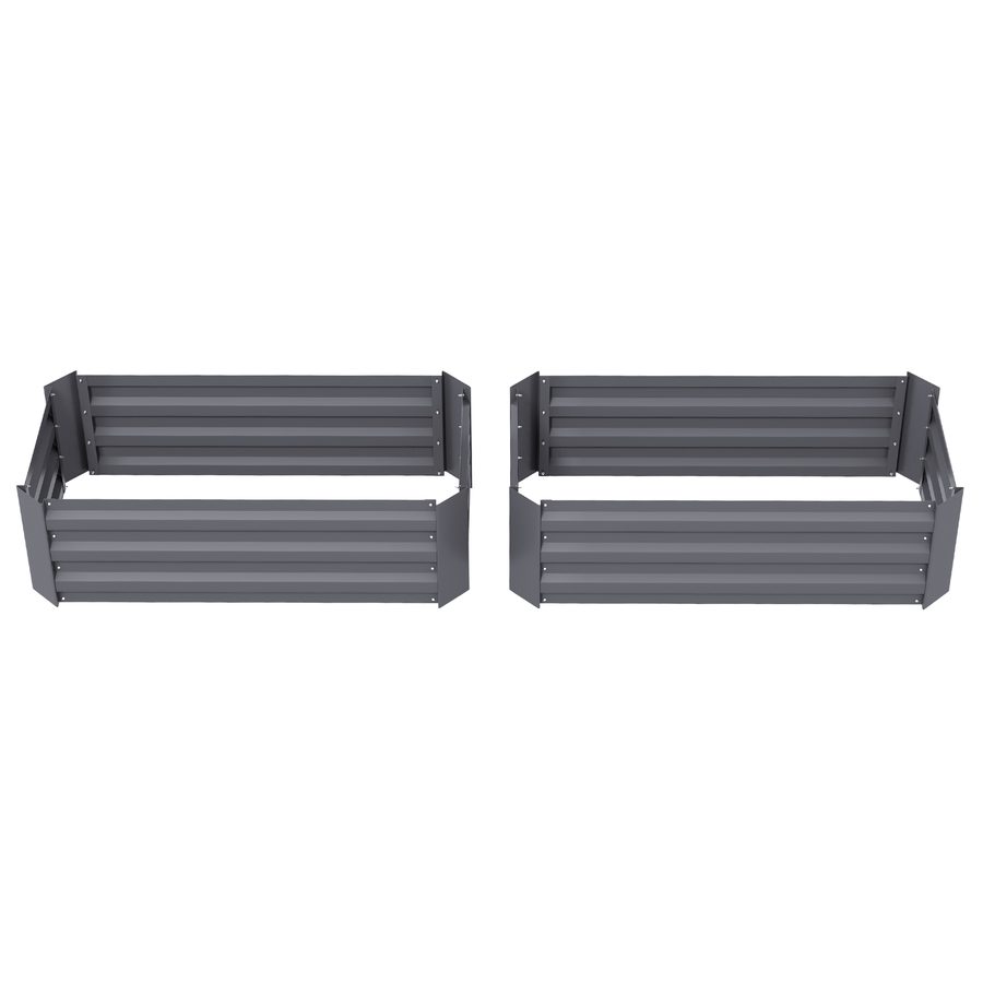 Outsunny Set mit 2 quadratischen Hochbeeten für den Garten 100L x 50B x 30H cm - gewelltes Stahlblech in Grau   Aosom von Outsunny