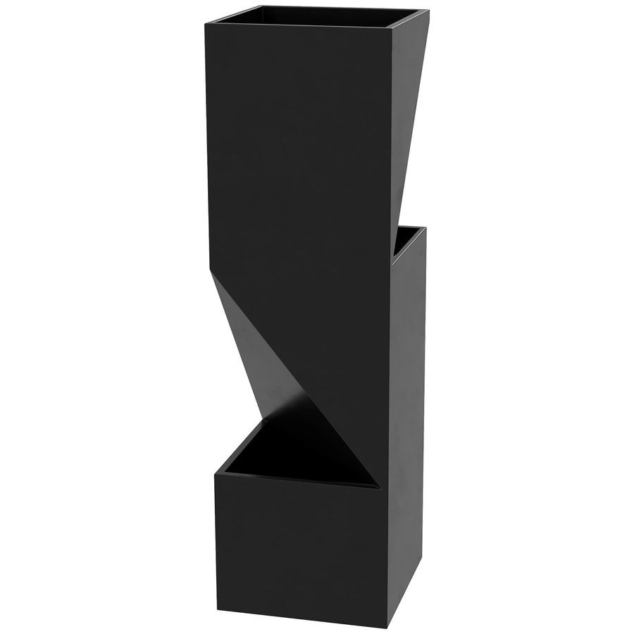 Outsunny Blumentopf, Pflanzkübel für den Innen- und Außenbereich mit 3 Pflanzbereichen, mit Entwässerungslöchern, aus Metall, 30 x 30 x 100 cm, schwarz   Aosom von Outsunny