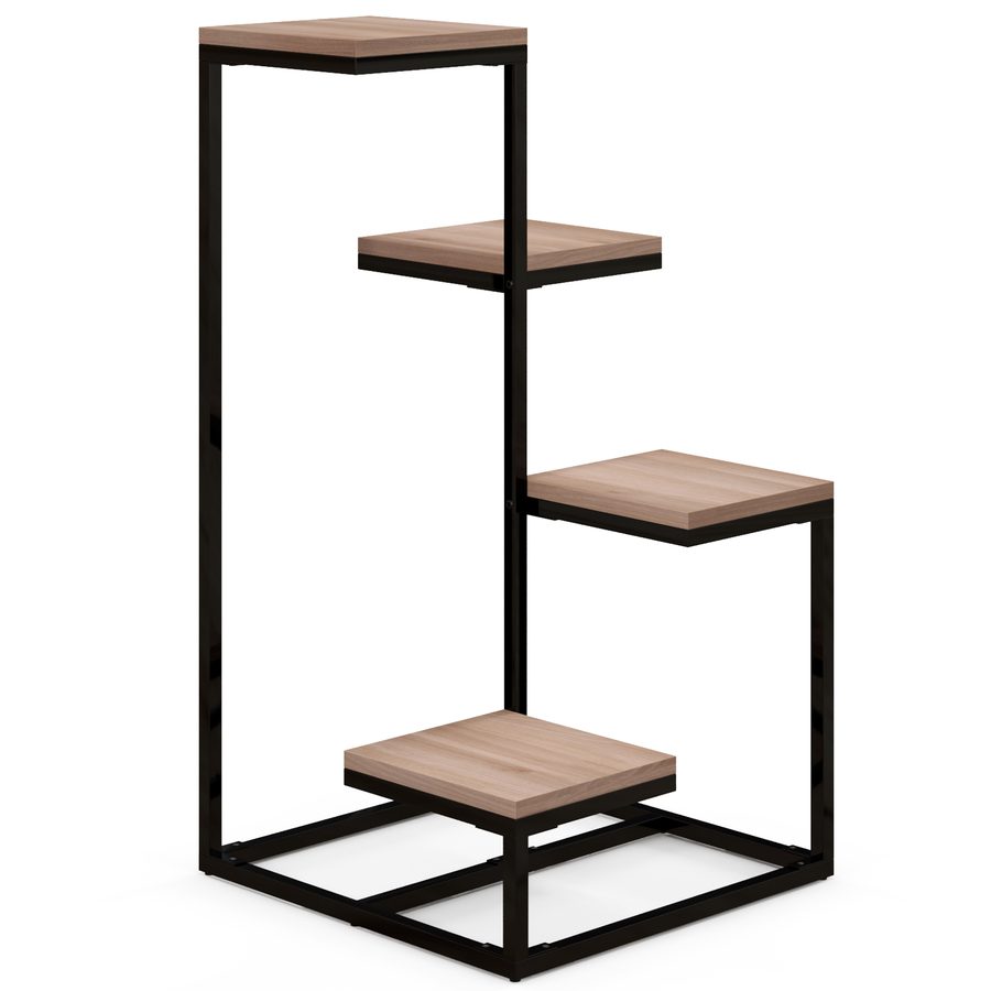 Outsunny Pflanzenregal Blumenregal aus Metall und Holz 4 Ebenen in verschiedenen Höhen Industriestil 40L x 40B x 75,5H cm   Aosom von Outsunny