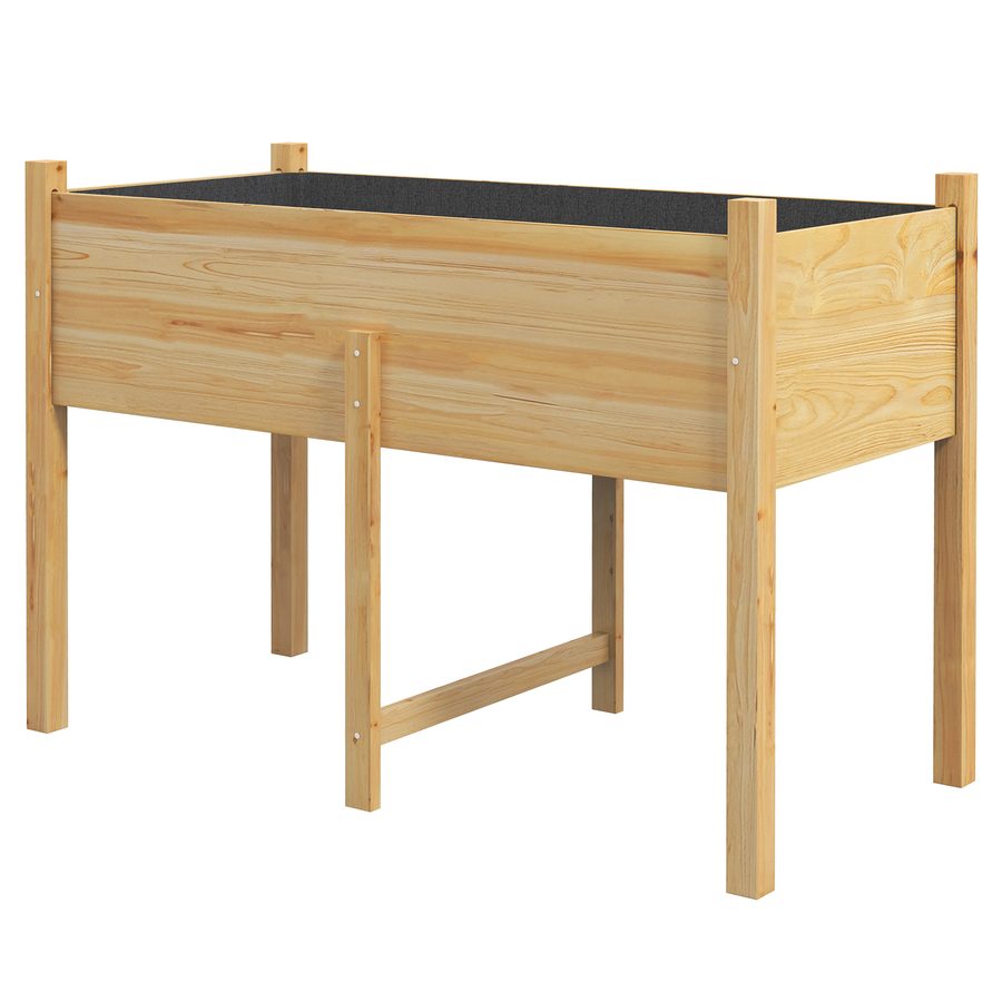 Outsunny Hochbeet mit 2 Entwässerungslöchern und Vliesstofftasche, Blumenkasten aus Fichtenholz für Garten und Balkon, 115x55x80 cm, Farbe Naturholz   Aosom von Outsunny