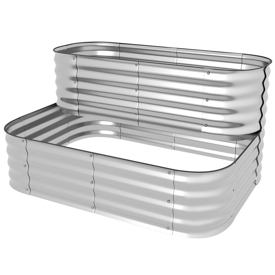 Outsunny Blumenregal Pflanzenregal Garten Balkon 118x45x30cm aus Metall in Silber, robust & stilvoll für Ihre Pflanzen   Aosom.de von Outsunny