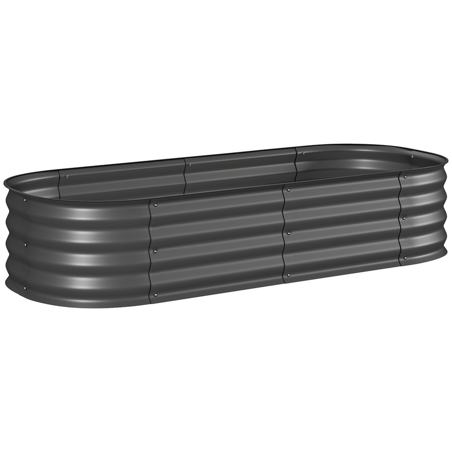 Outsunny Hochbeet Metall, Pflanzkasten, Gemüsebeet, DIY Blumenkasten mit offenem Boden, Kräuterbeet für Garten, Balkon, Dunkelgrau 150 x 62 x 30 cm   Aosom von Outsunny