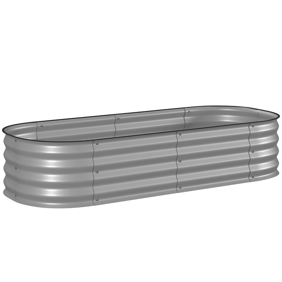 Outsunny Hochbeet Metall Pflanzkasten 150 x 62 x 30 cm Gemüsebeet DIY Blumenkasten mit offenem Boden für Garten Balkon Kräuterbeet Silber   Aosom.de von Outsunny