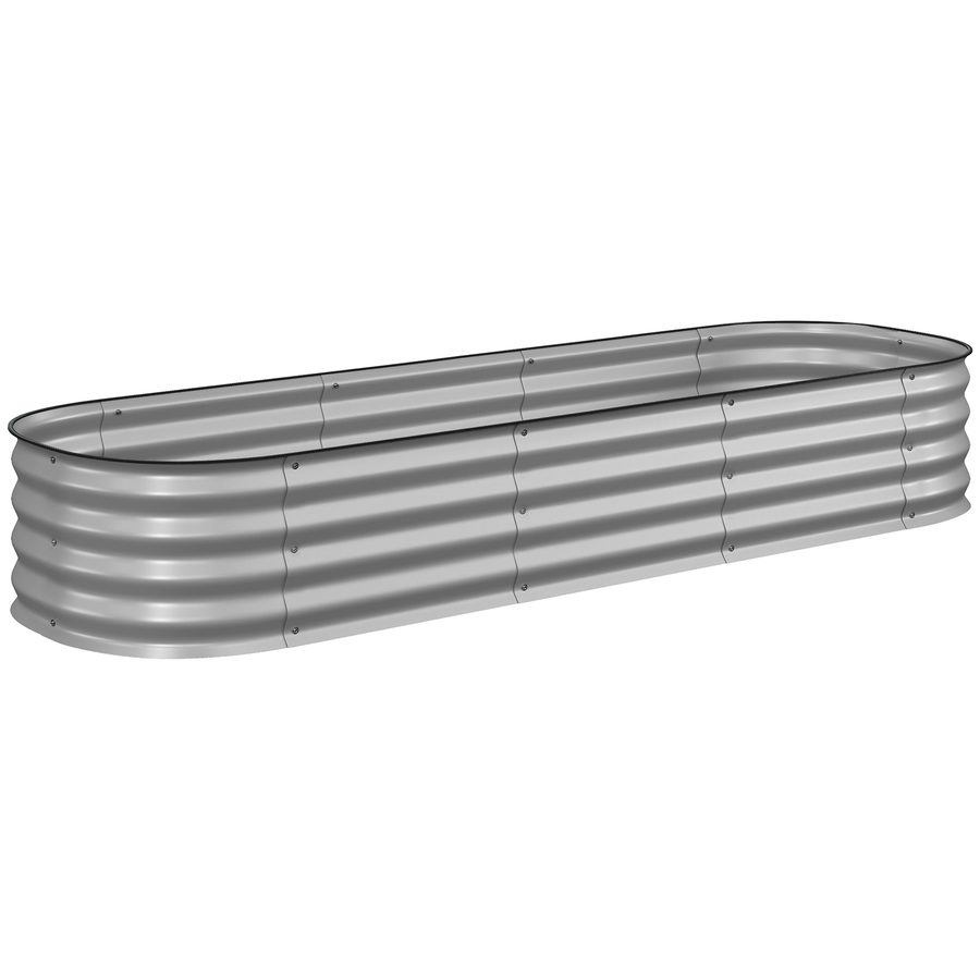 Outsunny Hochbeet Metall Pflanzkasten 195x62x30cm DIY Blumenkasten mit offenem Boden für Garten Balkon Silber   Aosom.de von Outsunny