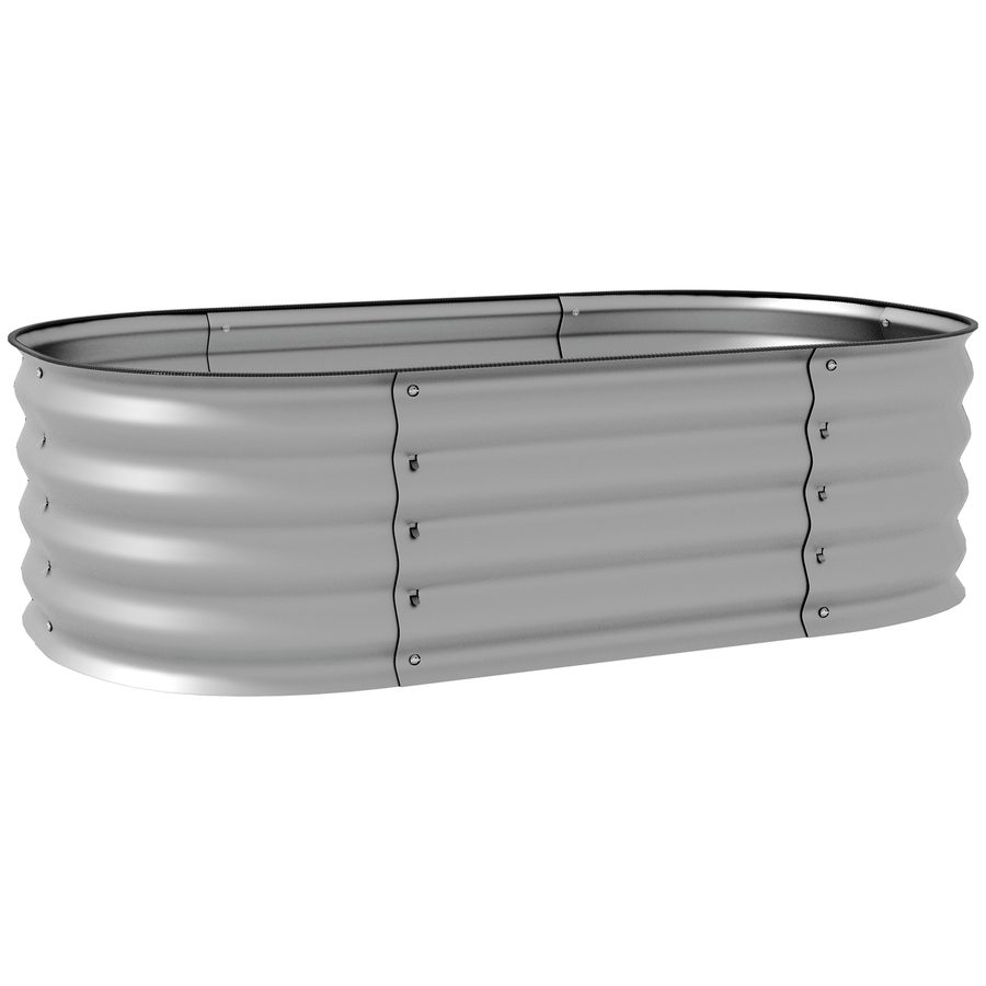 Outsunny Hochbeet Metall 105x62x30cm Pflanzkasten Gemüsebeet DIY Blumenkasten offen Boden Kräuterbeet für Garten Balkon Silber   Aosom.de von Outsunny