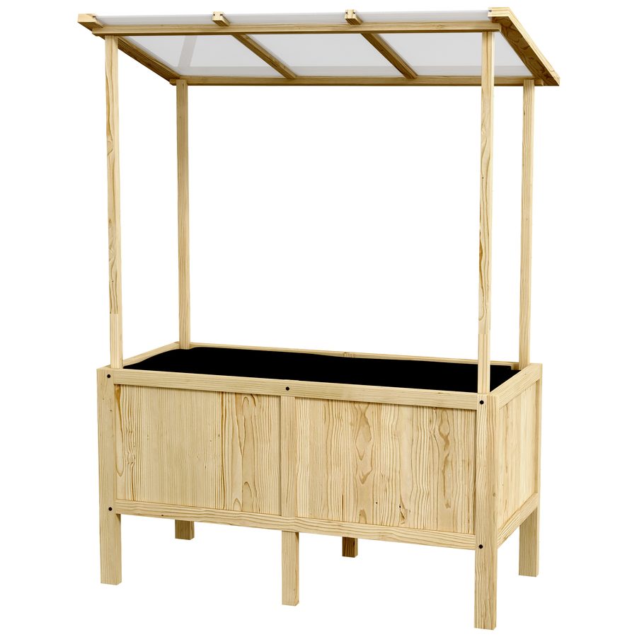 Outsunny Hochbeet Holz Frühbeet mit Deckel 110x60x152cm Pflanzkasten mit Vliesstoff für Garten Balkon Natur   Aosom.de von Outsunny