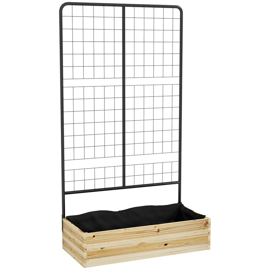 Outsunny Hochbeet mit Rankhilfe, Pflanzkasten aus Naturholz, Kräuterbeet & Blumenkasten für Garten & Balkon, 80 x 38 x 145 cm   Aosom.de von Outsunny