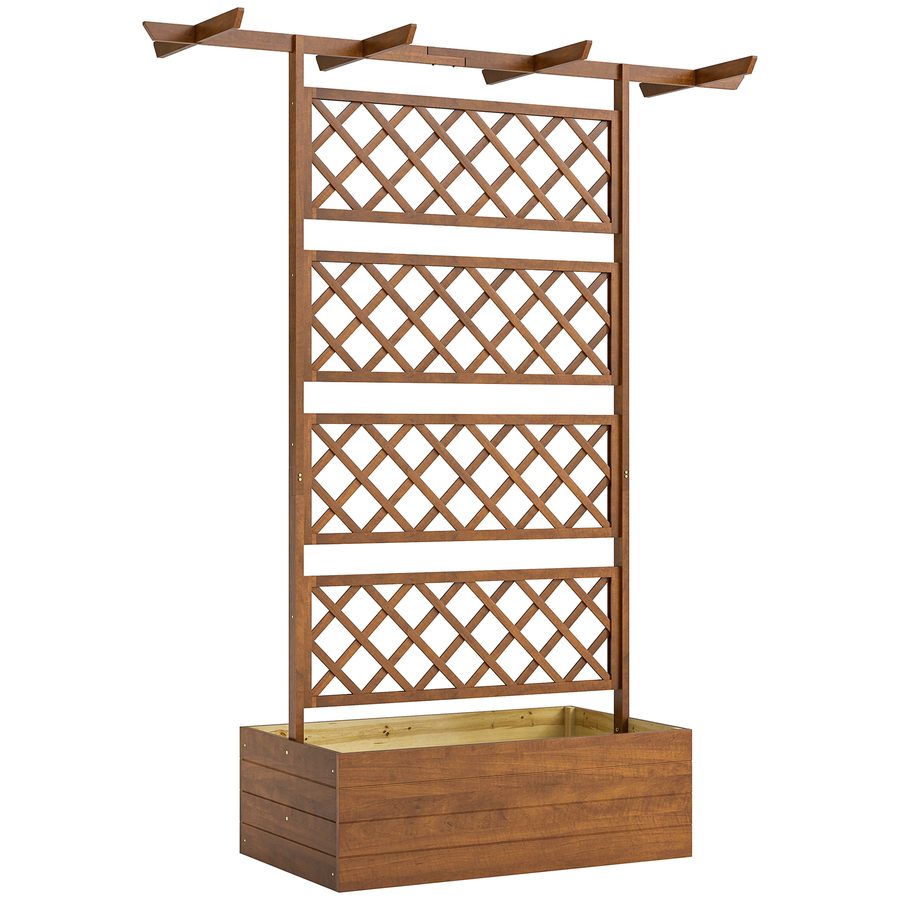 Outsunny Hochbeet mit Rankengitter Holz Gartenbeet mit Dach, Pflanzbeet für Kletterpflanzen, Frühbeet für Garten, Balkon, 160 x 55 x 183 cm Orange   Aosom von Outsunny