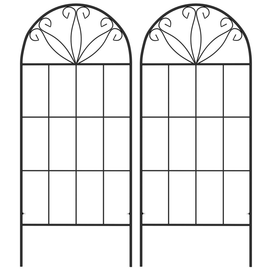 Outsunny Gartengitter Set von 2 Rankhilfe für Kletterpflanzen aus Metall - 51 x 120 cm Schwarz   Aosom von Outsunny