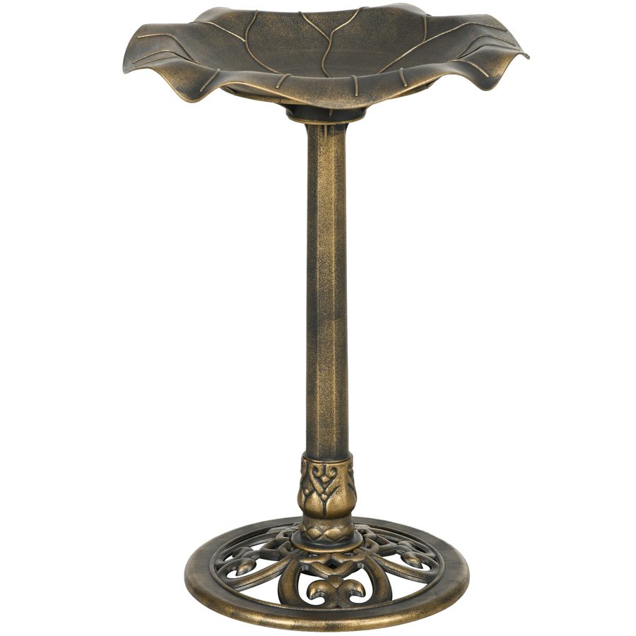 Outsunny Vogeltränke mit Ständer 71cm Vogelbad Vogelbecken Vogelfutterspender Lotusblatt-Becken in Bronze für Garten & Terrasse   Aosom.de von Outsunny