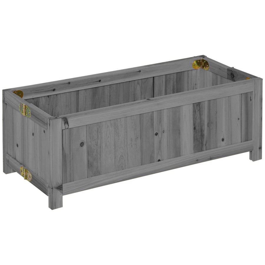 Outsunny Klappbarer Pflanzkübel auf Beinen Blumentrog dim. 70L x 30l x 25H cm Korpus Holzlatten-Optik vorgeöltes Fichtenholz   Aosom von Outsunny