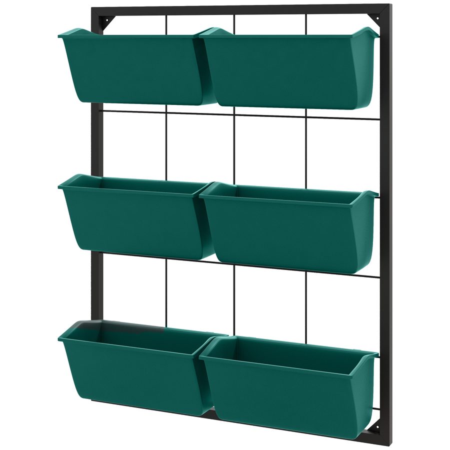 Outsunny Vertikaler Außen-Pflanzenhalter 3-stufig, 6 Pflanzkästen aus Kunststoff mit Abflusslöchern, Hänge-Pflanzenhalter für Blumen und Kräuter, 52x14x66 cm, Grün   Aosom von Outsunny