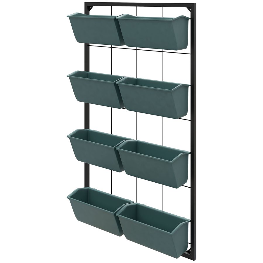 Outsunny Blumenständer Pflanzenständer mit 8 Töpfen Wandmontage Pflanzentreppe Blumenregal für Garten Dunkelgrün 52,5 x 14 x 90 cm   Aosom.de von Outsunny