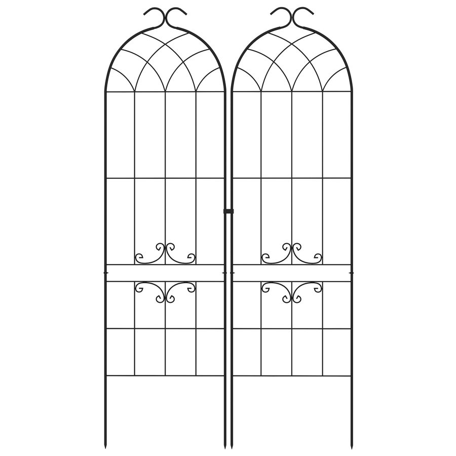 Outsunny Lot von 2 Garten-Gittern, Rankhilfe für Kletterpflanzen aus Metall, 50L x 181H cm, Schwarz   Aosom von Outsunny