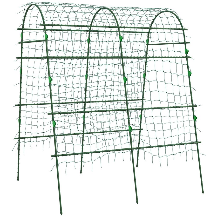 Outsunny Rankgitter Rankhilfe für Kletterpflanzen verstellbares Spalier Pflanzengitter mit Netz Pflanzengerüst für Garten Balkon Stahl grün 144 x 167 x 206 cm   Aosom.de von Outsunny
