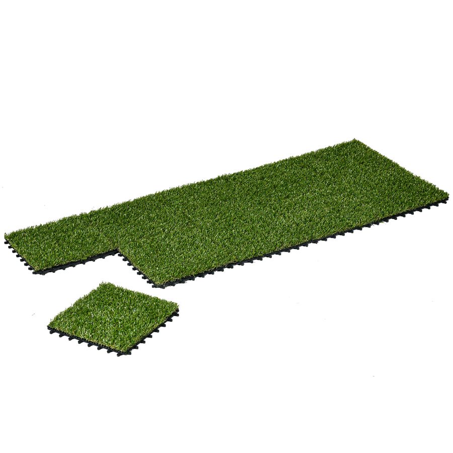 Outsunny Kunstrasen Fliesen Set von 10 Stück 30 x 30 cm 3 cm dicke Einrasten Grün   Aosom von Outsunny
