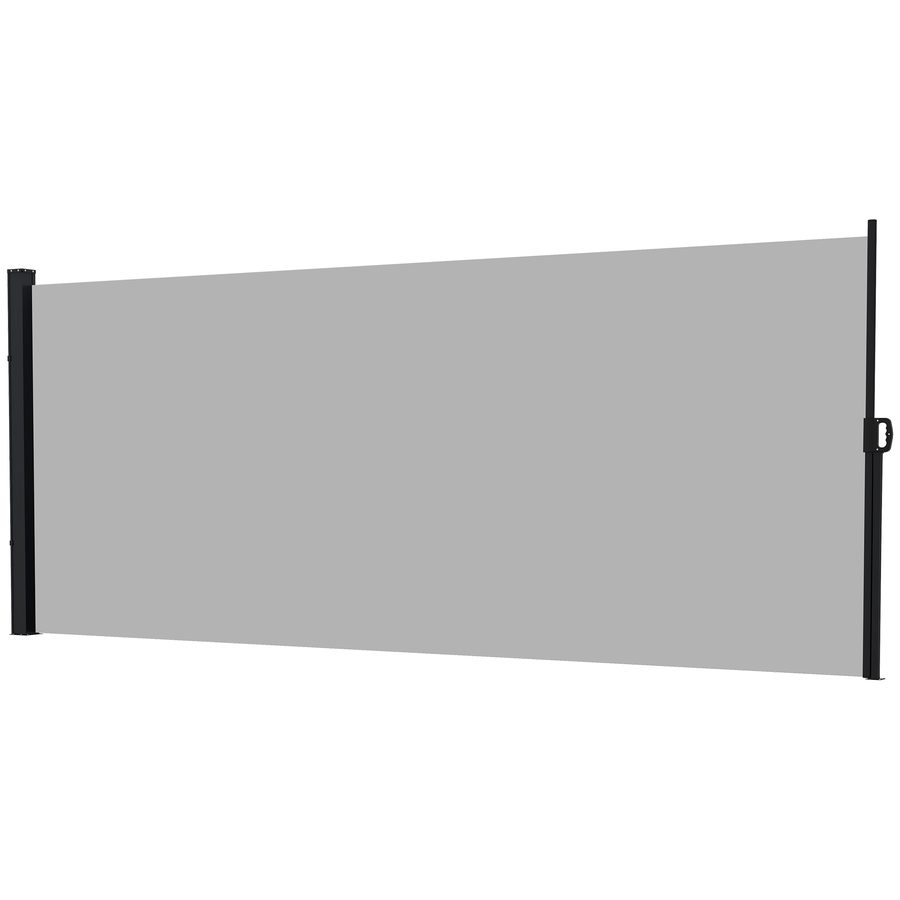 Outsunny Seitlicher Ausziehbarer Windschutz Paravent für den Garten 4L x 1,60H m Alu. Polyester Anti-UV Hohe Dichte 180 g/m² Grau   Aosom von Outsunny