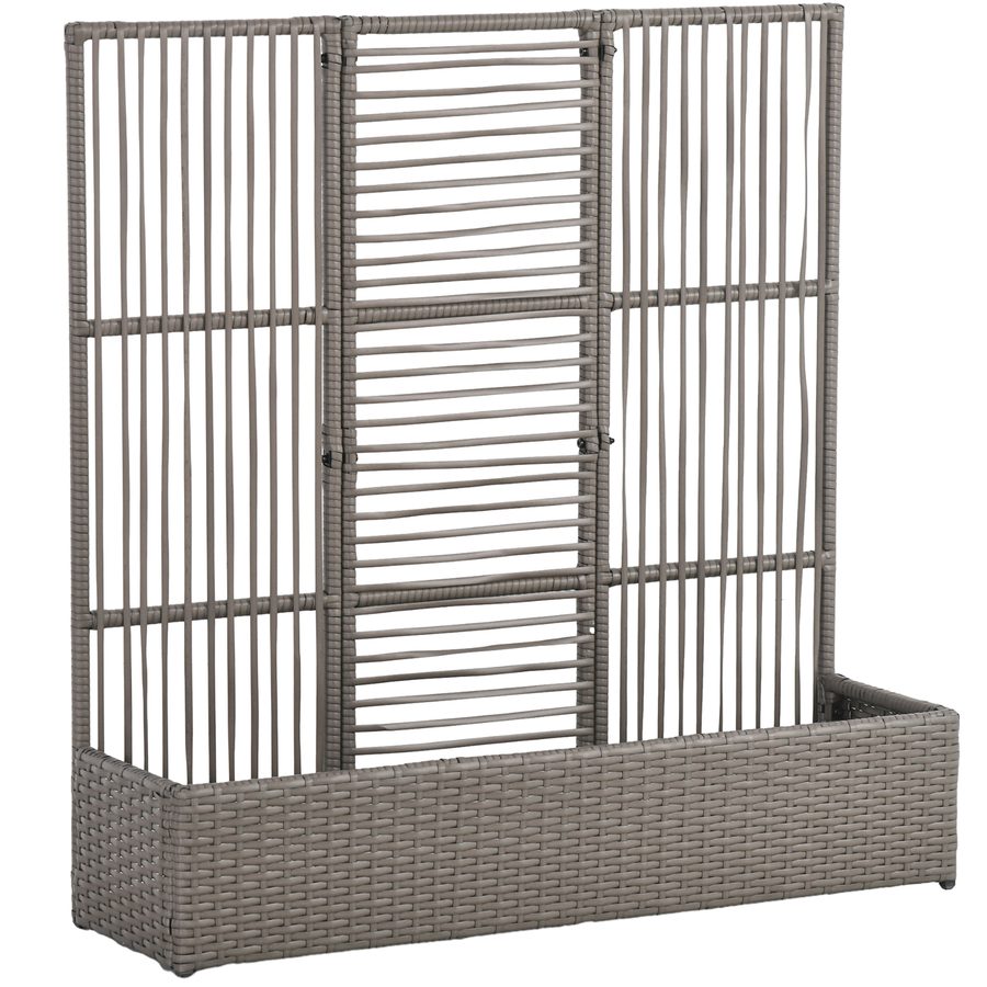 Outsunny Hochbeet mit Rankgitter in Rattan-Optik Pflanzkasten mit Rankhilfe für Kletterpflanzen Blumenkasten Blumenbeet Pflanzkübel Rankkasten für Garten, Balkon, 103 x 103 x 29 cm Grau   Aosom von Outsunny