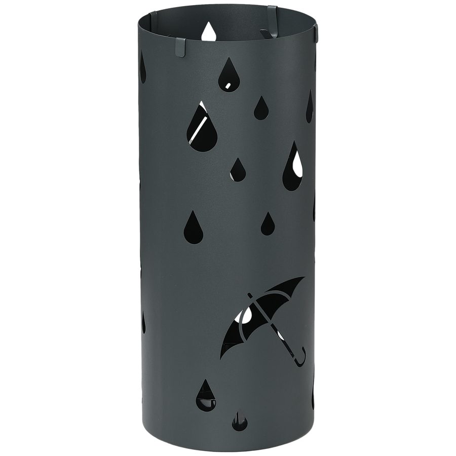 HOMCOM Schirmständer Regenschirmständer mit 4 Haken und abnehmbarer Tropfschale Schirmhalter für Gehstöcke & Regenschirme Stahl Ø17 x 41 cm Dunkelgrau   Aosom von HOMCOM