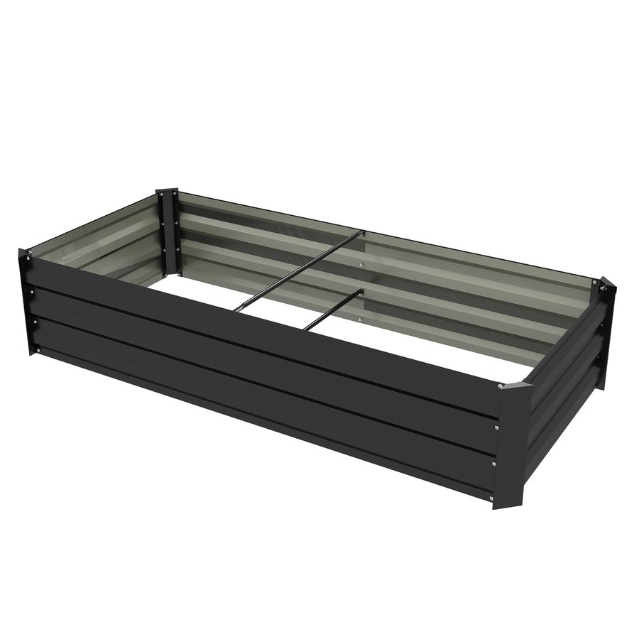 Outsunny Rechteckige Garten-Pflanzkiste aus Stahl mit Sicherheitsrand und offenem Boden, Maße 150L x 70B x 30H cm, Schwarz   Aosom von Outsunny