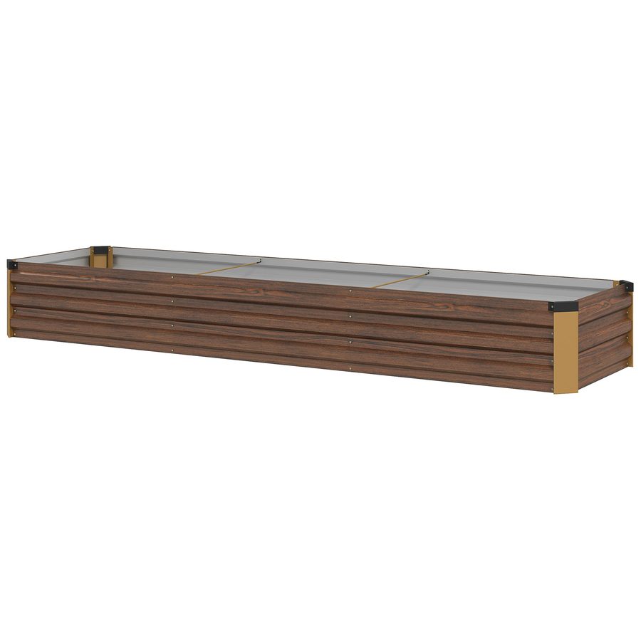 Outsunny Hochbeet aus Stahl, Pflanzkasten mit offenem Boden, Blumenkasten in Holzoptik, Gemüsebeet & Kräuterbeet für Balkon & Garten, Dunkelbraun   Aosom.de von Outsunny