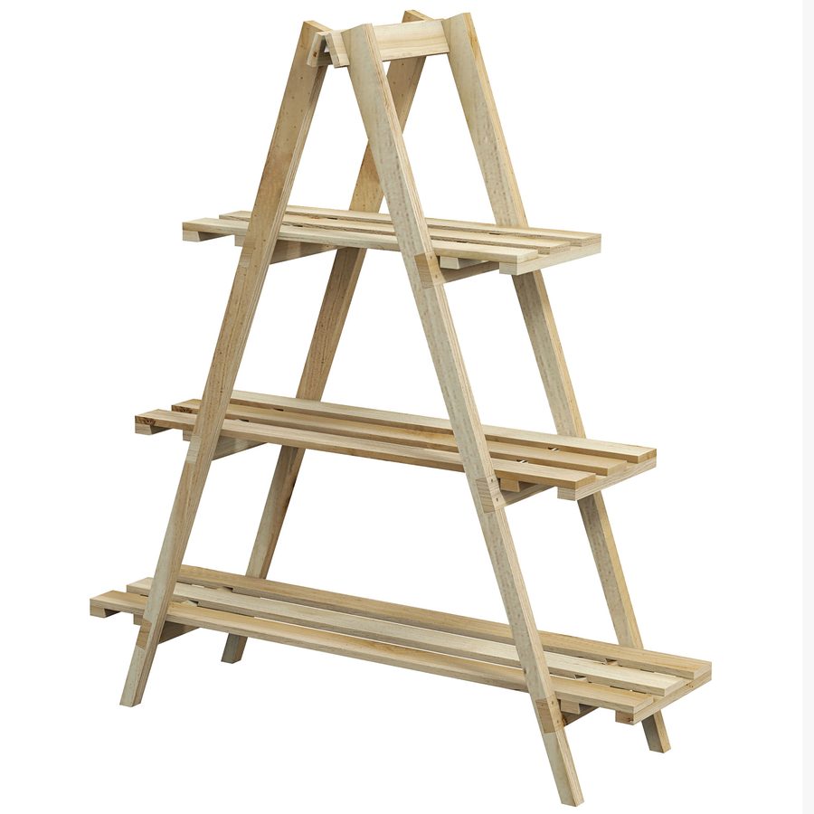 Outsunny Pyramidenförmiges klappbares Blumenregal aus Holz - Holzpflanzenständer mit 3 Regalen - Abmessungen 100L x 36B x 112H cm - helles Massivholz aus Fichte   Aosom von Outsunny