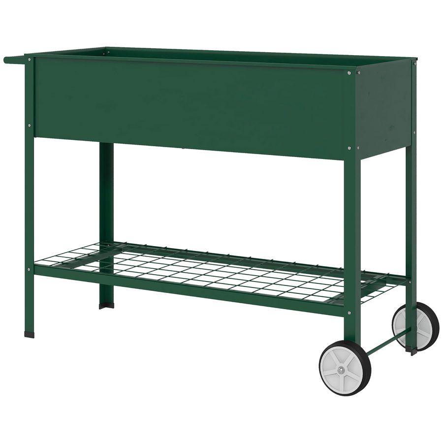 Outsunny Hochbeet mit Rädern, Regal Kräuterbeet Pflanzenbeet Metall für Garten, Balkon Grün 109 x 44 x 80 cm   Aosom von Outsunny