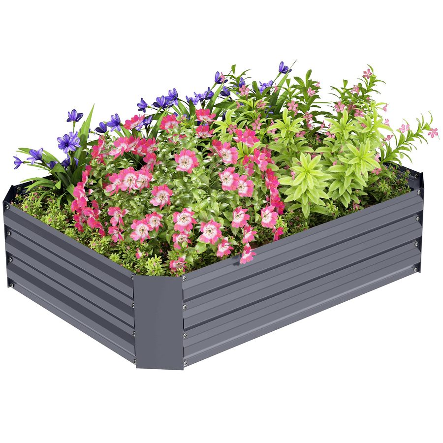 Outsunny Hochbeet aus Stahl, Pflanzbeet Frühbeet Gartenbeet Blumenkasten stapelbar, Pflanzkasten Gemüsebeet 120x90x30cm für Garten Balkon, Pflanzkübel für Blumen, Pflanzen, Gemüse   Aosom von Outsunny