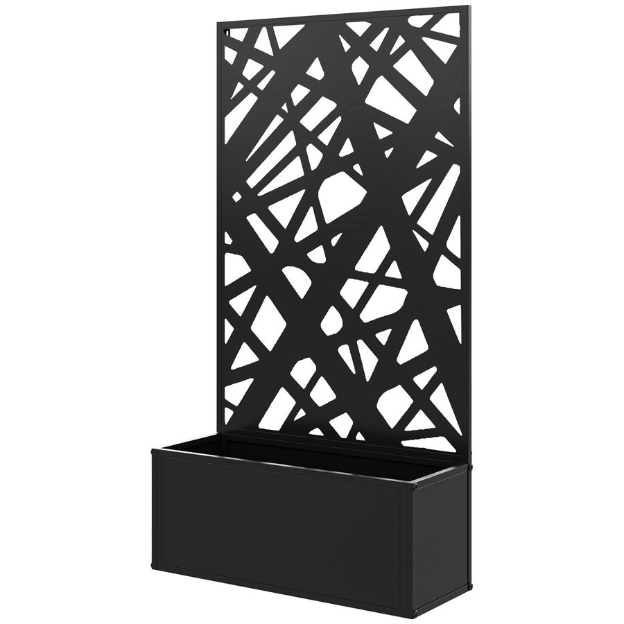 Outsunny Blumenkasten mit Gitter, Sichtschutz Paravent, Metall Blumenkasten für den Innen- und Außenbereich, Balkon Terrasse Garten, 61x23x113 cm, Schwarz   Aosom von Outsunny