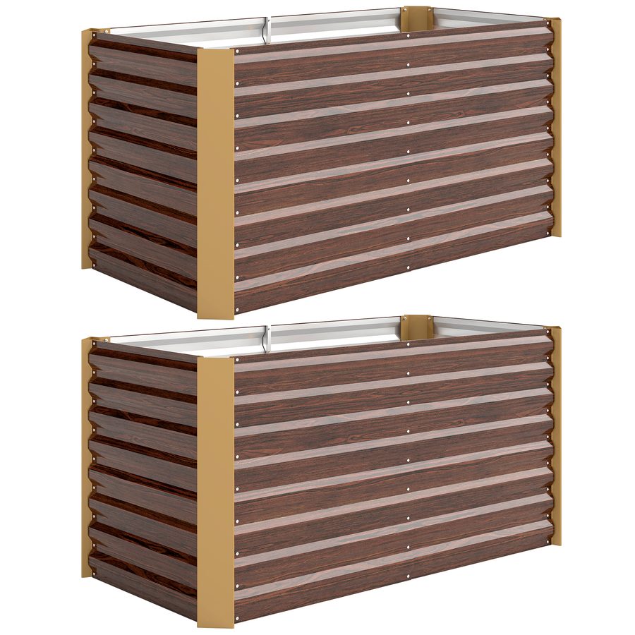 Outsunny 2er-Set Hochbeet Blumenhochbeet witterungsbeständig, Pflanzbeet Frühbeet Gartenbeet Pflanzkübel Pflanzkasten aus Verzinkter Stahl, Blumenkasten für Terrasse & Garten, 120 x 60 x 60 cm   Aosom von Outsunny