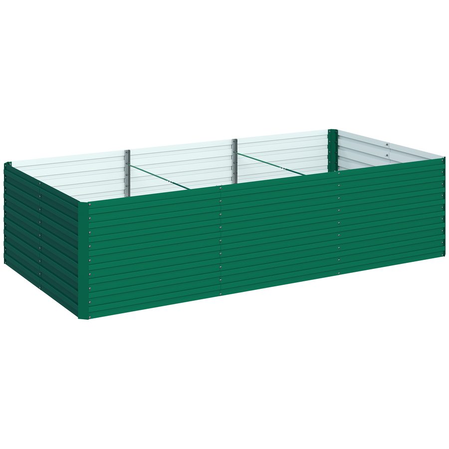 Outsunny Pflanzkasten für den Außenbereich, verzinktes Hochbeet, rechteckiges Garten-Hochbeet mit Sicherheitskante und offenem Boden, für Blumen und Gemüse, 240 x 120 x 60 cm, grün   Aosom von Outsunny