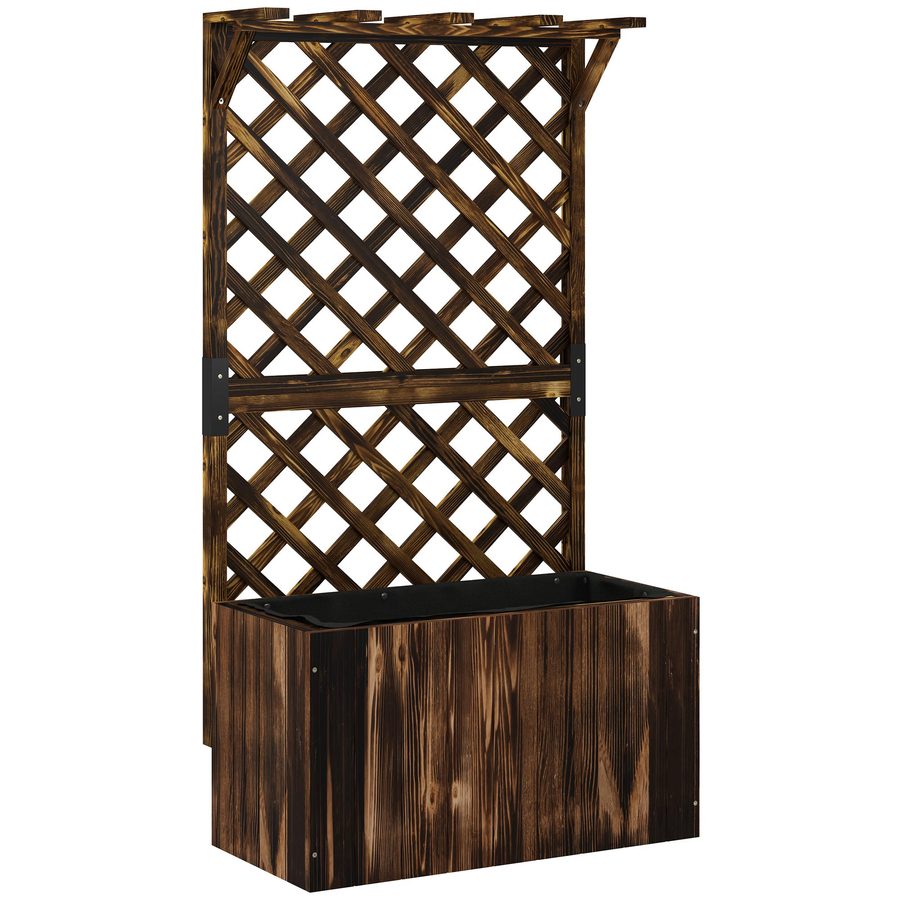 Outsunny Hochbeet Pflanzkasten mit Rankgitter Dach Spalier Pflanzkübel Blumenkasten Holz, Gartenspalier 64 x 33 x 122cm für Garten Balkon Terrasse, Blumenkübel für Kletterpflanzen Korbpflanzen, Blumen   Aosom von Outsunny
