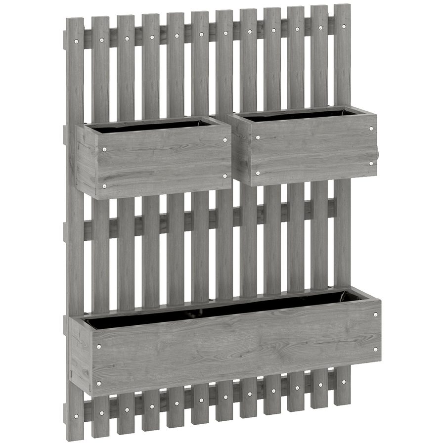 Outsunny Hochbeet Massivholz, Pflanzbeet Frühbeet Gartenbeet mit verstellbarem Blumenkasten, Wand, Pflanzkasten Pflanzkübel 60x16x80cm für Terrasse, Balkon, Gartenspalier für Blumen, Pflanzen, Grau   Aosom von Outsunny