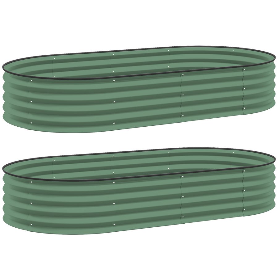Outsunny 2er-Set Hochbeet aus Stahl, Pflanzbeet Frühbeet Gartenbeet Blumenkasten stapelbar, Pflanzkasten Gemüsebeet 181x93x30cm für Garten Balkon, Pflanzkübel für Blumen, Pflanzen, Gemüse   Aosom von Outsunny
