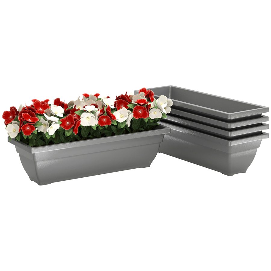 Outsunny 5er Set Blumentopf aus Kunststoff, 59 x 21 x 16 cm stapelbar Blumentöpfe Set, wetterfest Übertopf, Töpfe für innen und außen, Grau   Aosom von Outsunny