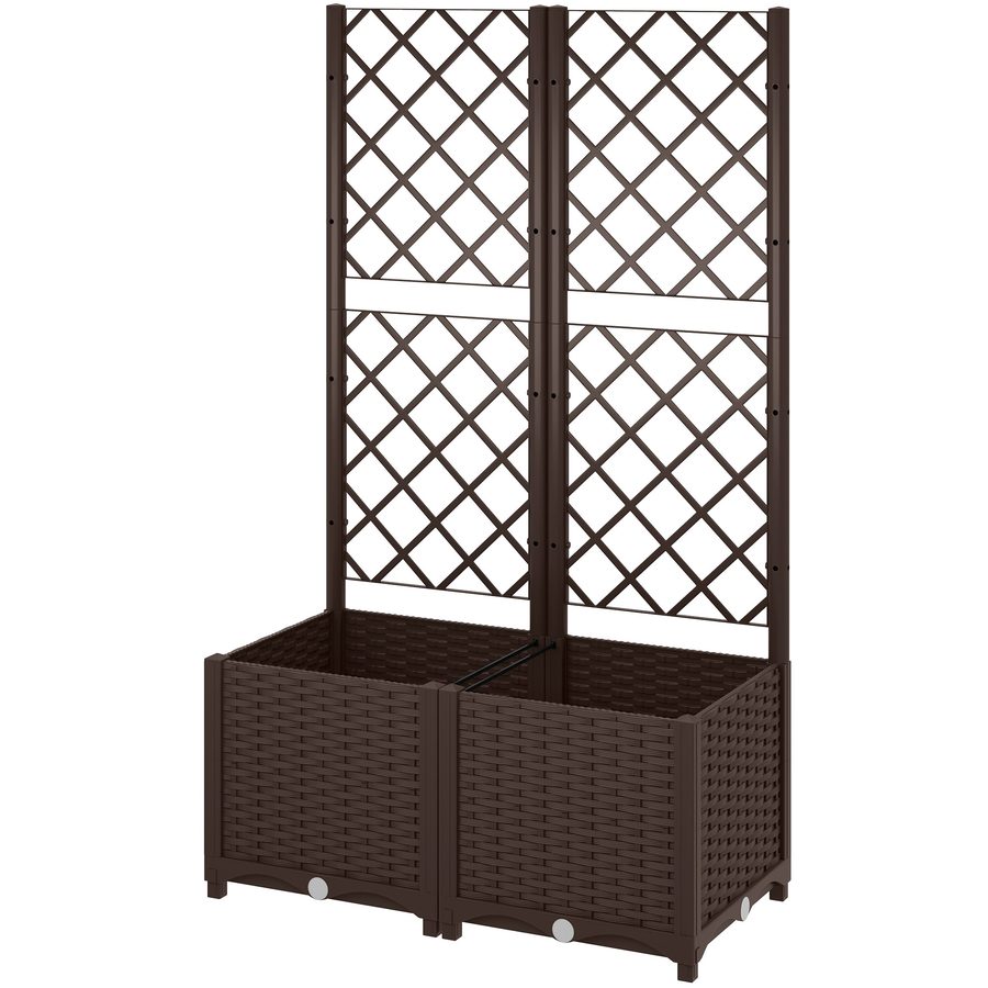Outsunny Blumenkasten mit Gitter, erhöhtes Gartenbeet, Outdoor-Blumenkasten mit 6 Drainagelöchern, Wasserrückhaltebecken, Blumenkasten für Balkon Terrasse Patio, 80 x 40 x 135 cm, braun   Aosom von Outsunny