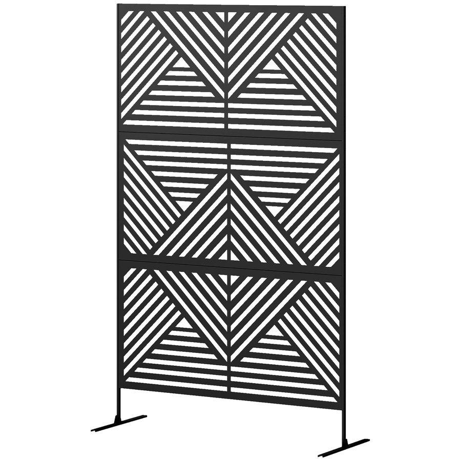 Outsunny Trennwand Dekorativer Outdoor-Sichtschutz mit Rautenmuster und 2 Füßen, Gartensichtschutz aus Stahl, für Balkon und Terrasse, 122x45x198 cm, Schwarz   Aosom von Outsunny