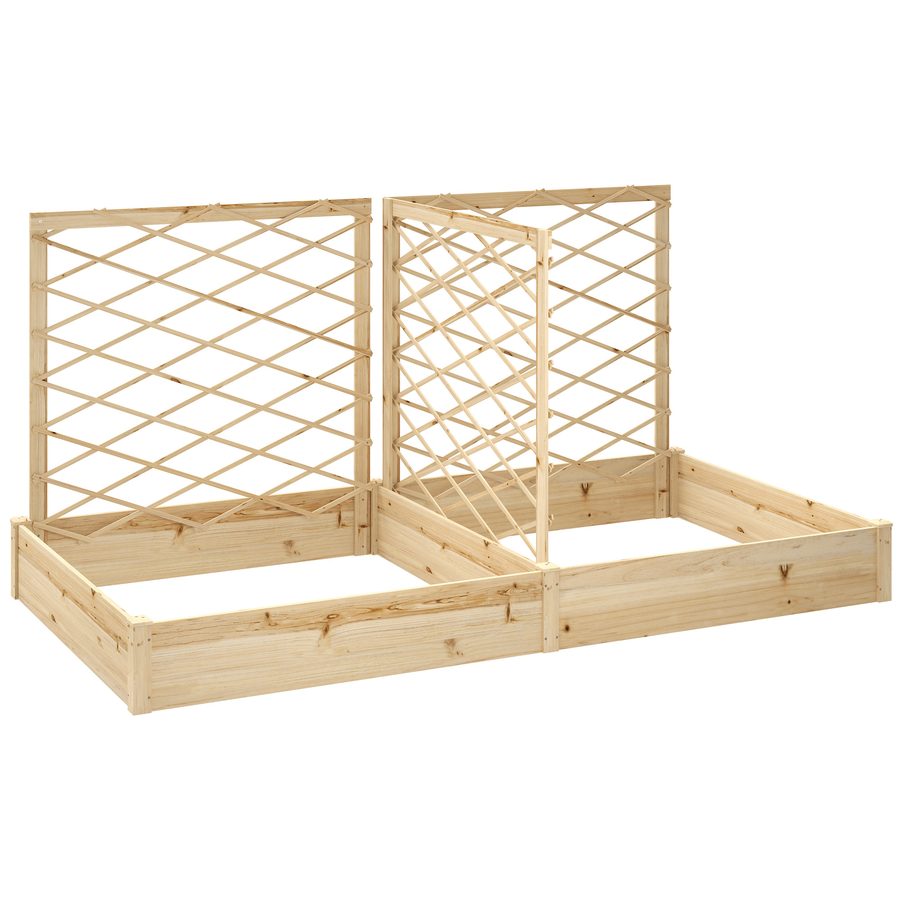 Outsunny Jardinière mit 3 anpassbaren Gittern, erhöhtes Gartenbeet, Außenblumenkasten aus Holz für Balkon Terrasse Patio, 222 x 114 x 109 cm, Naturholz   Aosom von Outsunny