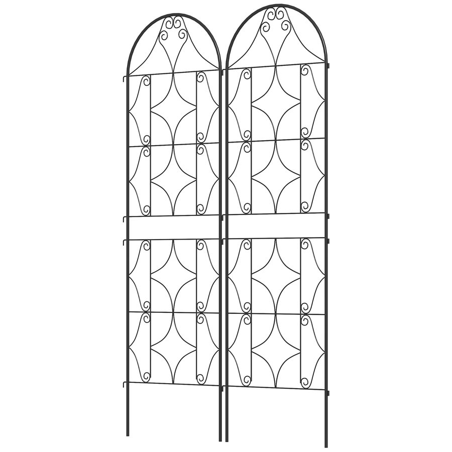 Outsunny Kletterpflanzenstütze mit unregelmäßigem Muster, Set mit 2, Garten-Treppengitter für Gemüse, Reben, Blumen, aus Metall, 50 x 180 cm, Schwarz   Aosom von Outsunny