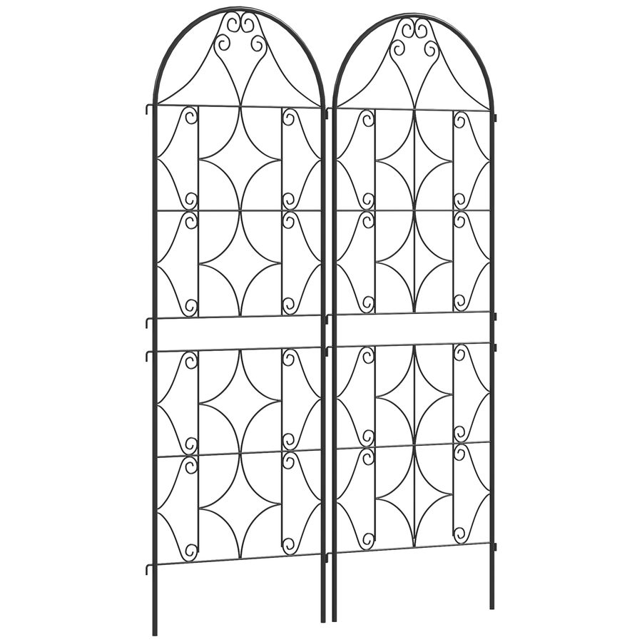 Outsunny Rankgitter Metall 2er Set zum Stecken rostfrei Rankhilfe für Kletterpflanzen 50x150 cm Garten Spalier für Zimmerpflanzen Pflanzenspalier für Tomaten Gemüse Blumen Kletterpflanzen Schwarz   Aosom von Outsunny
