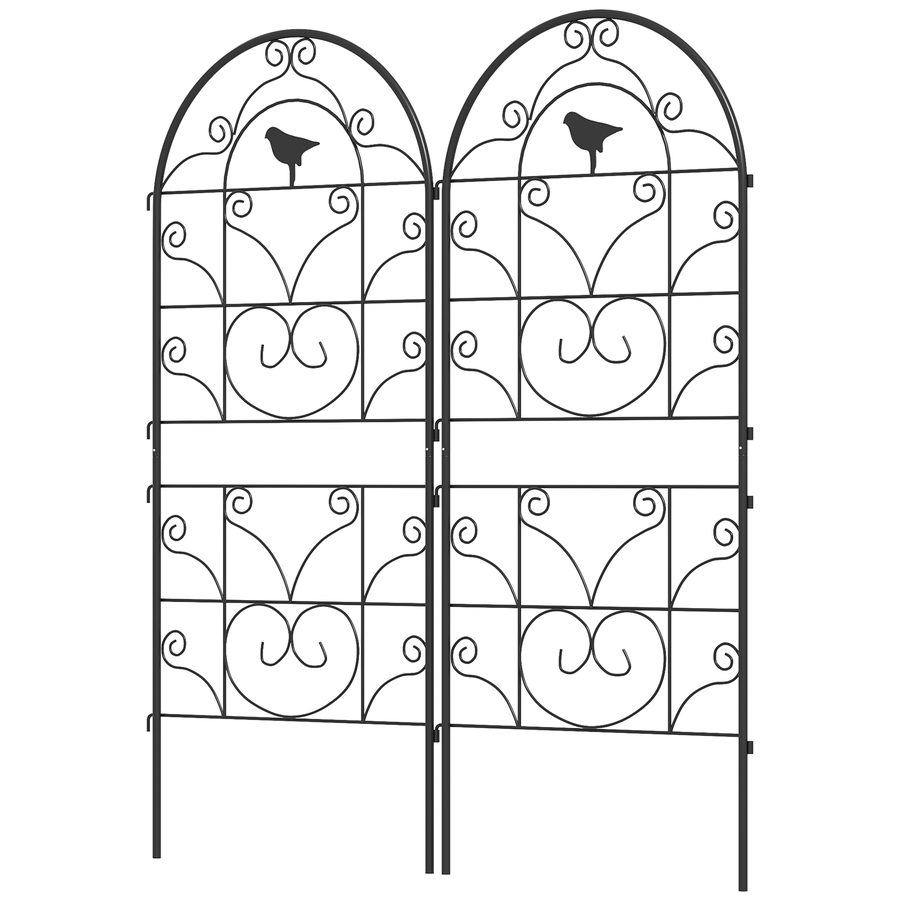 Outsunny Rankgitter Metall 2er Set zum Stecken rostfrei Rankhilfe mit Vogeldesign für Kletterpflanzen 50x120 cm Spalier für Zimmerpflanzen Pflanzenspalier für Tomaten Blumen Kletterpflanzen Schwarz   Aosom von Outsunny