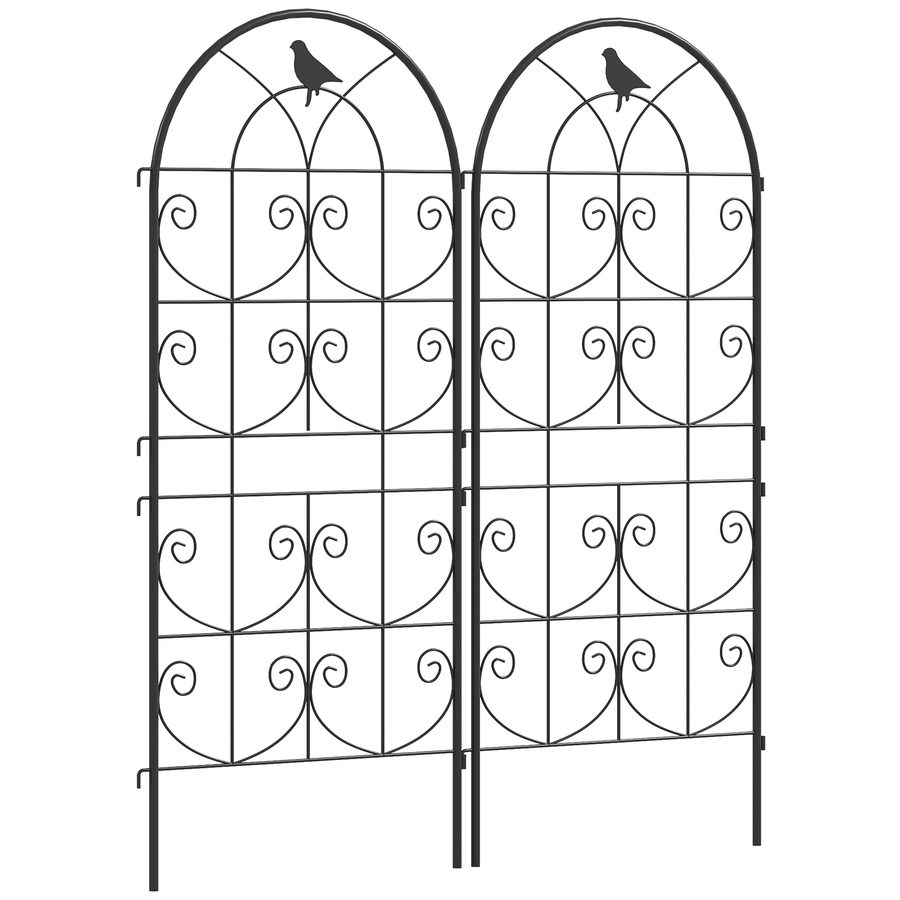 Outsunny Rankgitter Metall 2er Set zum Stecken rostfrei Rankhilfe mit Vogeldesign für Kletterpflanzen 50x120 cm Spalier für Zimmerpflanzen Pflanzenspalier für Tomaten Blumen Kletterpflanzen Schwarz   Aosom von Outsunny