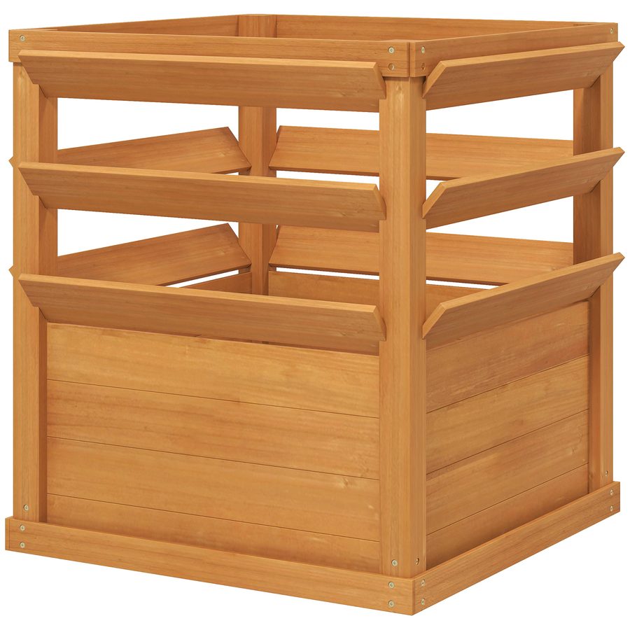 Outsunny Hochbeet Pflanzkasten mit Rankgitter offene Boden, Spalier Pflanzkübel Blumenkasten Holz, Gartenspalier 65x65x60cm für Garten Balkon, Blumenkübel für Kletterpflanzen Korbpflanzen, Blumen   Aosom von Outsunny