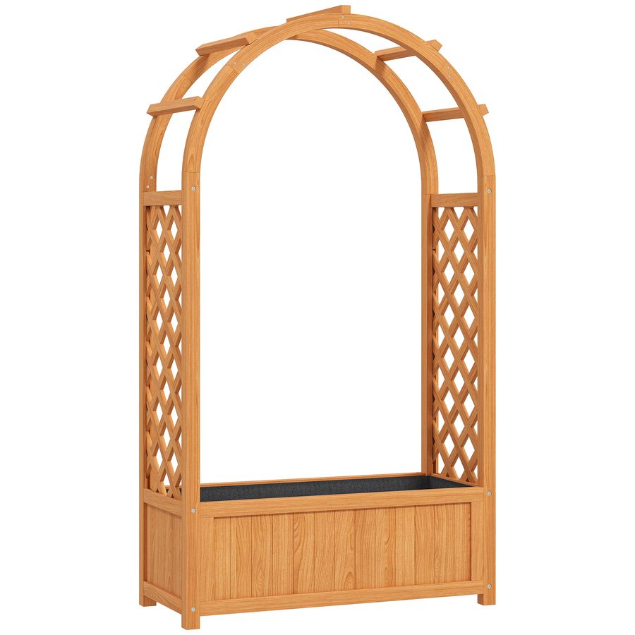 Outsunny Hochbeet Pflanzkasten mit Rankgitter, Gebogendach Spalier Pflanzkübel Holz, Gartenspalier 83x36x145cm für Garten Balkon Terrasse, Blumenkübel für Kletterpflanzen Korbpflanzen, Blumen   Aosom von Outsunny