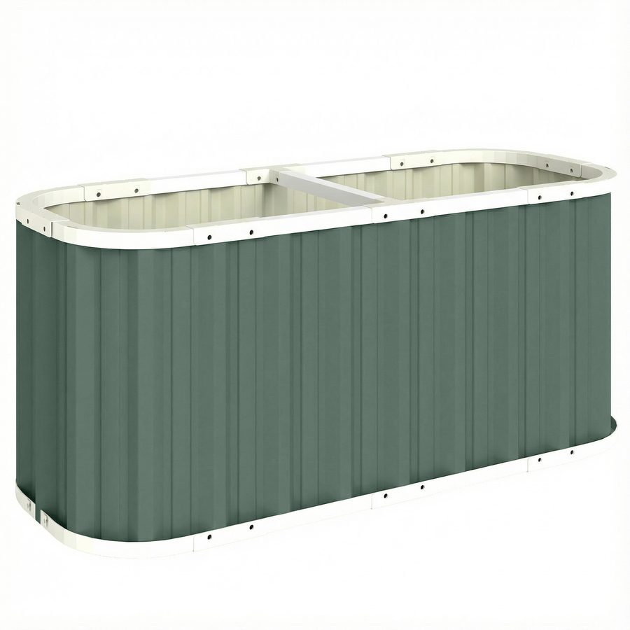 Outsunny Hochbeet Metall 136 x 53 x 61 cm Tief Gartenbeet mit Schutzkanten Pflanzenetiketten Handschuhe, Kräuterbeet mit Offenem Boden Einfache Montage Pflanzkasten Pflanzkübel für Garten Balkon   Aosom von Outsunny