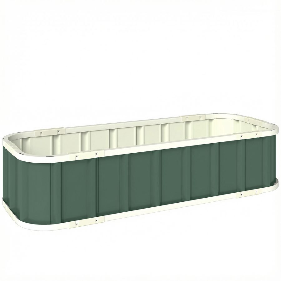 Outsunny Hochbeet Stahl, Pflanzbeet mit Klickverschlüssen Gefaltete Kante Frühbeet Gartenbeet Blumenkasten Pflanzkasten Pflanzkübel Gemüsebeet 136 x 52 x 31 cm für Garten Balkon, Blumen, Pflanzen   Aosom von Outsunny