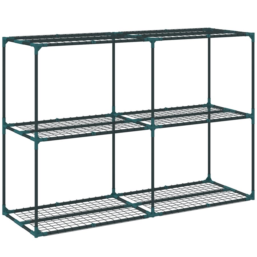 Outsunny 3-Etagen Pflanzenständer, 100 cm hoch Blumenständer mit Regalböden, mehrstöckig Pflanzenregal aus Stahl, Blumenregal für Garten Balkon Deko, Dunkelgrün   Aosom von Outsunny