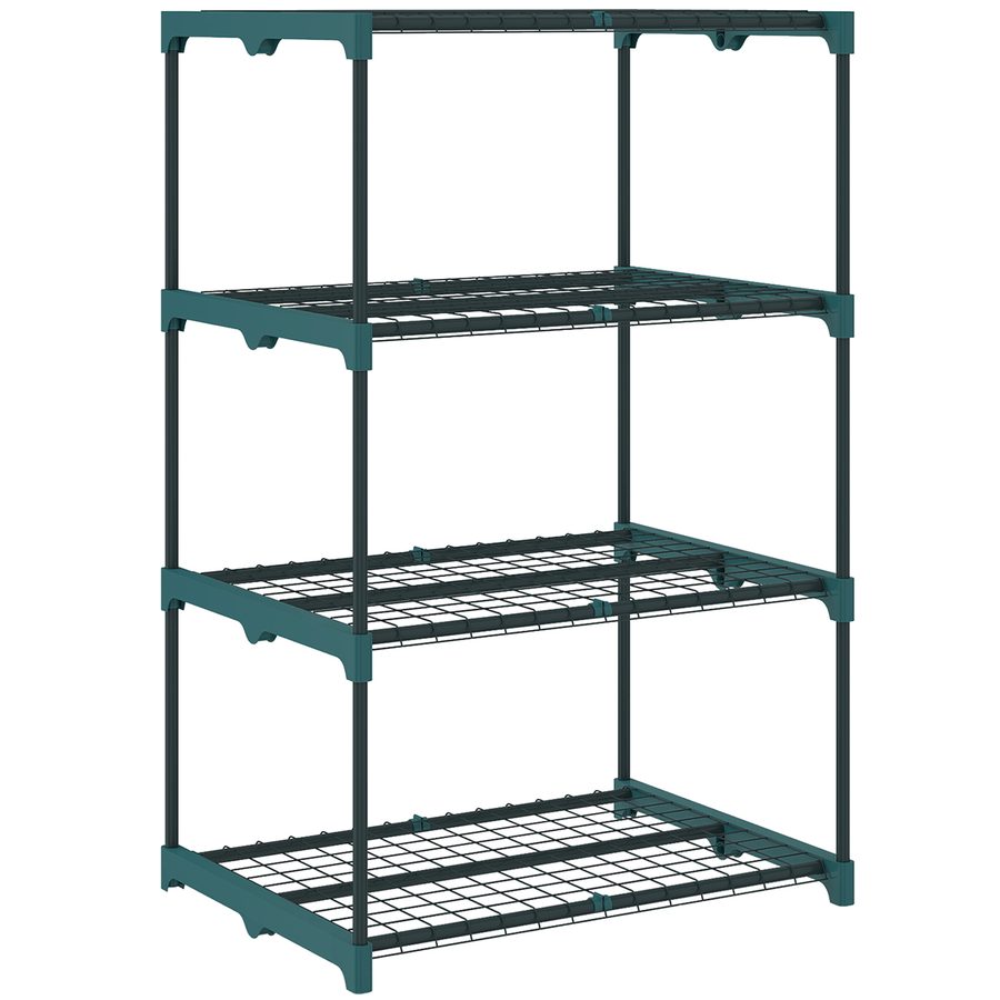 Outsunny 4-Etagen Pflanzenständer, 105 cm hoch Blumenständer für Innen Außen, Pflanzenregal aus Stahl, mehrstöckig Blumenregal, Blumentopfständer für Garten Balkon Deko, Dunkelgrün   Aosom von Outsunny